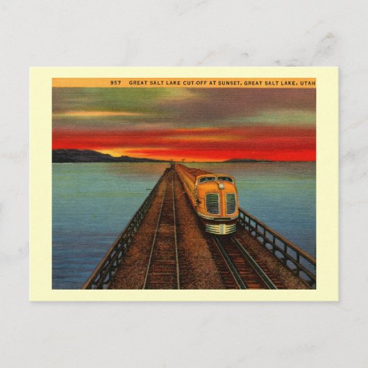 Great Salt Lake Train, Utah Vintag Postkarte (Vorderseite)