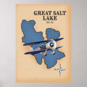 Great Salt Lake Utah Karte im Vintage-Stil Poster