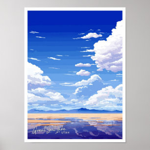 Great Salt Lake Utah Reise Vintage-Illustration Poster