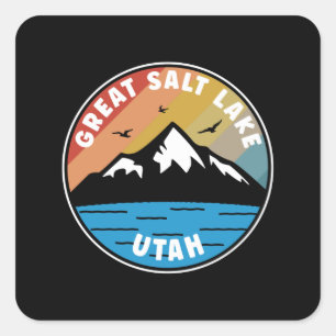 Great Salt Lake - Utah Vintage auf Deutsch Quadratischer Aufkleber