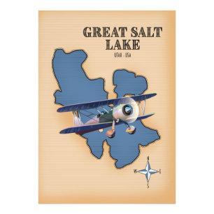 Great Salt Lake Utah Vintage Styleskarte Fotodruck
