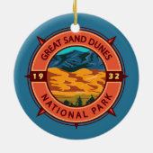 Great Sand Dunes Nationalpark Retro Kompass Keramik Ornament (Hinten)