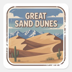 Great Sand Dunes Nationalpark Vintage-Abzeichen Quadratischer Aufkleber