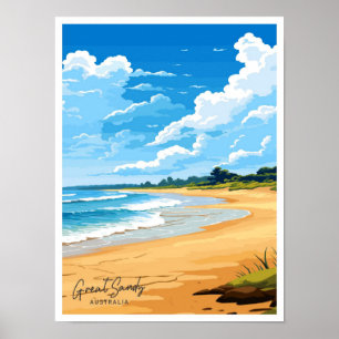 Great Sandy Australia Reisen Vintage Abbildung Poster