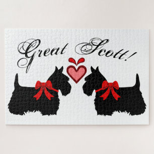 "Great Scott !", Scottish Terrier dog/red heart Puzzle