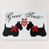 "Great Scott!", Scottish Terrier Hund/Red Herz Puzzle (Horizontal)