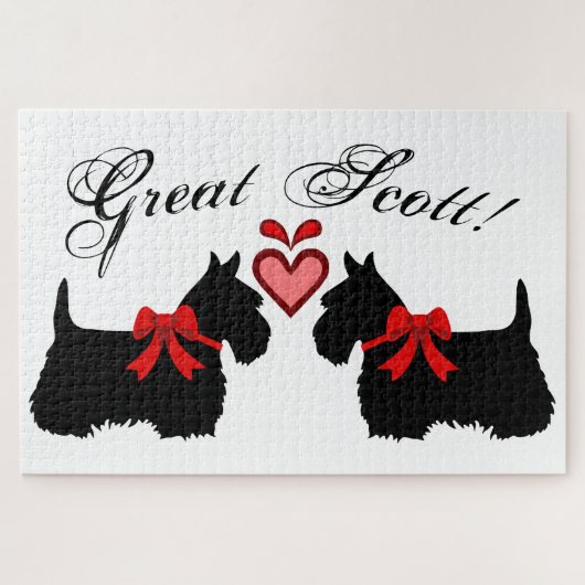 "Great Scott!", Scottish Terrier Hund/Red Herz Puzzle (Horizontal)