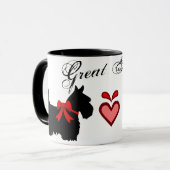 "Great Scott!" Scottish Terrier, Roter Bogen, Herz Tasse (Vorderseite Links)