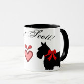 "Great Scott!" Scottish Terrier, Roter Bogen, Herz Tasse (VorderseiteRechts)