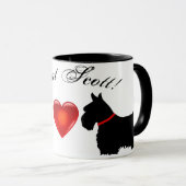 "Great Scott!" Scottish Terrier, roter Kragen/Herz Tasse (VorderseiteRechts)