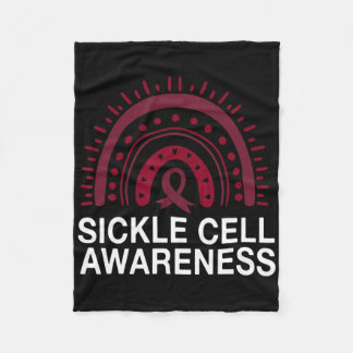 Great Sickle Cell Awareness Boho Rainbow Burgundy Fleecedecke