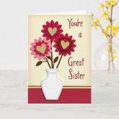 Great Sister Heart Flowers Card Karte (Gelbe Blume)