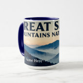 Great Smoky Mountains Blue Mist Retro Tasse (Vorderseite Links)