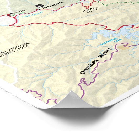 Great Smoky Mountains Map Poster (Ecke)