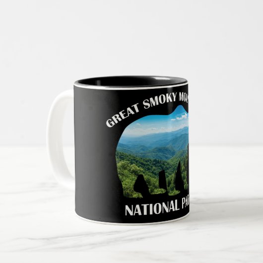 Great Smoky Mountains National Park Bären Camping Zweifarbige Tasse (Vorderseite Links)