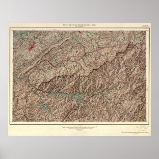 Great Smoky Mountains National Park Karte Poster