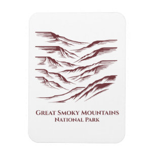 Great Smoky Mountains National Park Line Art: Magnet
