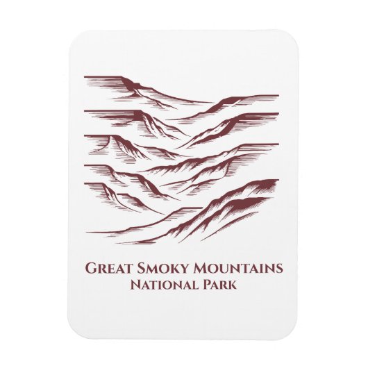 Great Smoky Mountains National Park Line Art: Magnet (Vertikal)