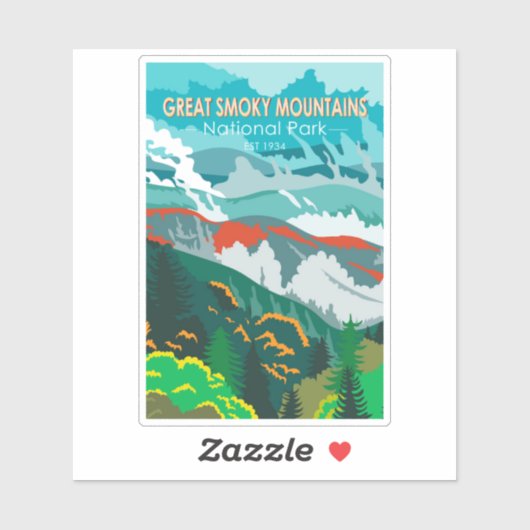 Great Smoky Mountains National Park Retro Aufkleber (Blatt)