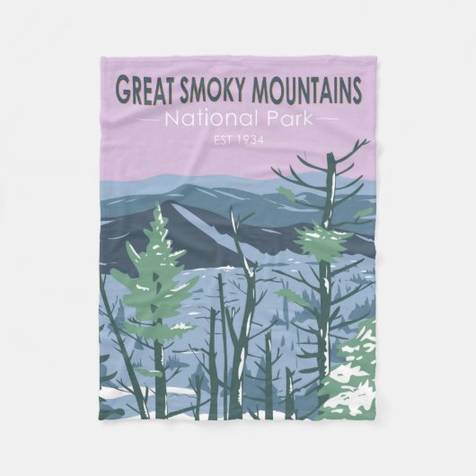 Great Smoky Mountains National Park Retro Fleecedecke (Vorderseite)