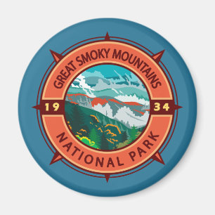Great Smoky Mountains National Park Retro Kompass Magnet