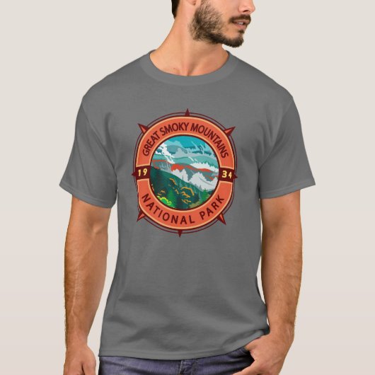 Great Smoky Mountains National Park Retro Kompass T-Shirt (Vorderseite)