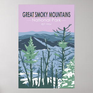Great Smoky Mountains National Park Retro Poster