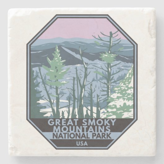 Great Smoky Mountains National Park Retro Steinuntersetzer (Vorderseite)