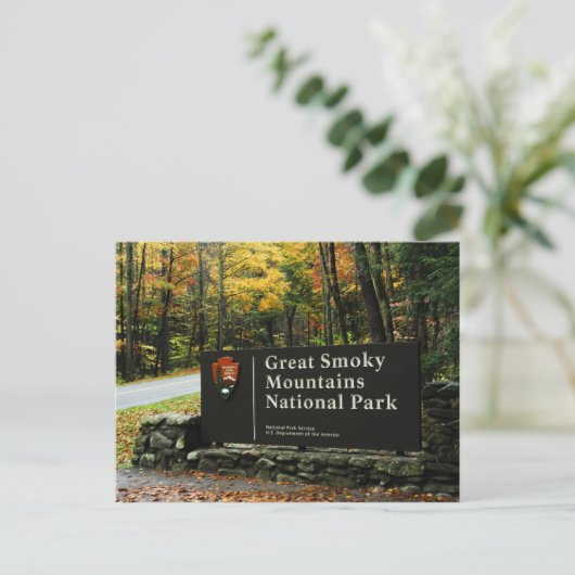 Great Smoky Mountains National Park Sign Postkarte (Stehend Vorderseite)