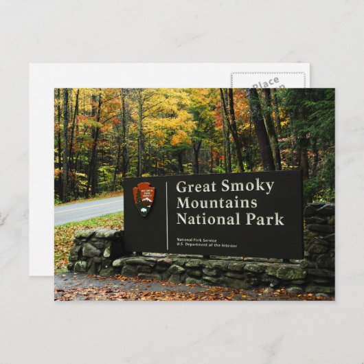 Great Smoky Mountains National Park Sign Postkarte (Vorne/Hinten)