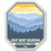 Great Smoky Mountains Nationalpark Minimal Retro Aufkleber (Vorderseite)