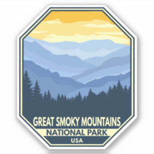 Great Smoky Mountains Nationalpark Minimal Retro Aufkleber