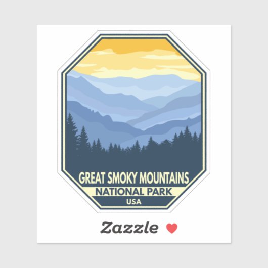 Great Smoky Mountains Nationalpark Minimal Retro Aufkleber (Blatt)