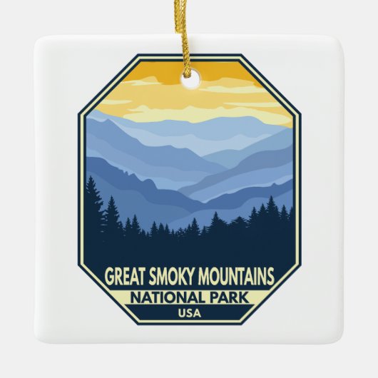 Great Smoky Mountains Nationalpark Minimal Retro Keramikornament (Vorderseite)