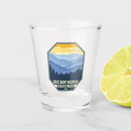 Great Smoky Mountains Nationalpark Minimal Retro Schnapsglas (Vorderseite)