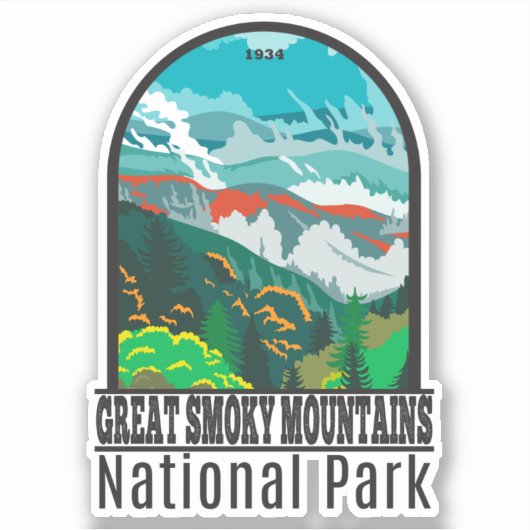 Great Smoky Mountains Nationalpark Vintag Aufkleber (Vorderseite)