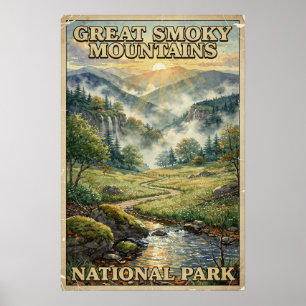 Great Smoky Mountains Nationalpark Vintage Poster