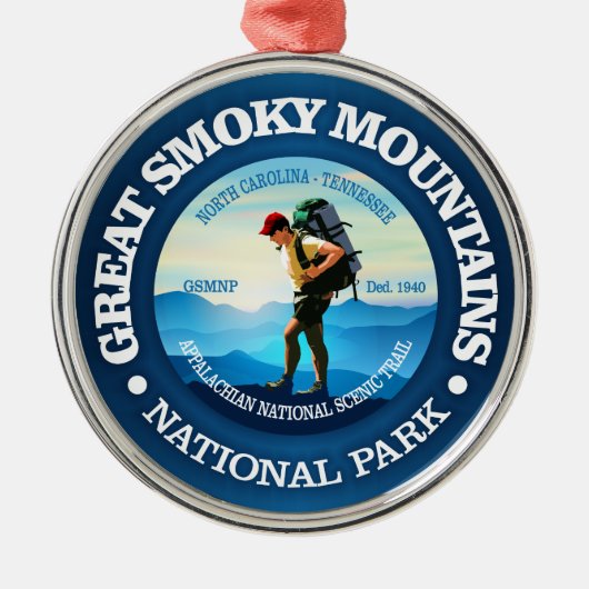 Great Smoky Mountains NP (Hiker C) Silbernes Ornament (Vorne)