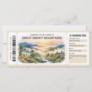Great Smoky Mountains Reise Bordkarte Ticket Einladung