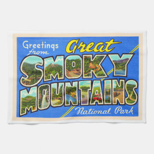 Great Smoky Mountains Vintage-Postkarte Geschirrtuch