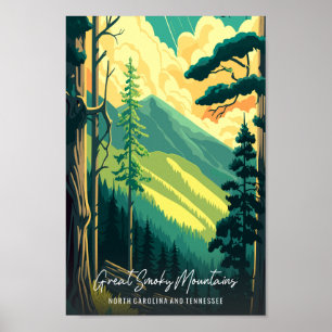 Great Smoky Mountains Vintage-Reise-Illustration Poster