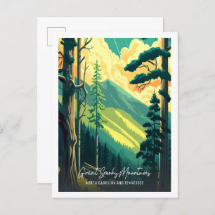 Great Smoky Mountains Vintage-Reise-Illustration Postkarte