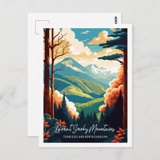 Great Smoky Mountains Vintage-Reise-Illustration Postkarte (Vorne/Hinten)