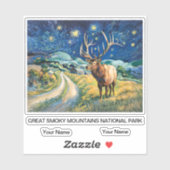 Great Smoky Mountains Wildlife Elk Retro Van Gogh Aufkleber (Blatt)