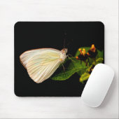 Great Southern White auf grünen Blätter Mousepad (Mit Mouse)