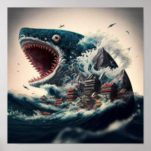 Great Sushi Shark Monster Poster