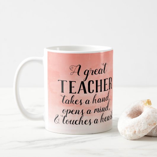 Great Teacher Quote Coral Wasserfarbe Kaffee Tasse (Mit Donut)