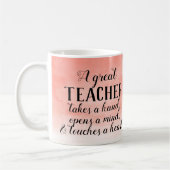 Great Teacher Quote Coral Wasserfarbe Kaffee Tasse (Links)