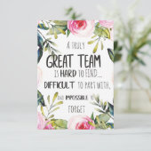Great Team thank you gift Amazing team quote Dankeskarte (Stehend Vorderseite)