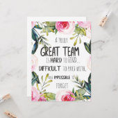 Great Team thank you gift Amazing team quote Karte (Vorderseite/Rückseite Beispiel)
